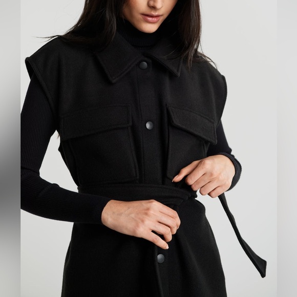 NWT Gina Tricot Vanja Black Belted cozy vest small - Picture 2 of 13
